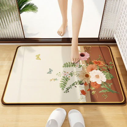 Elegant Floral Diatom Mud Bathroom Floor Mat - G - 1PC - 23" x 35" - image 8