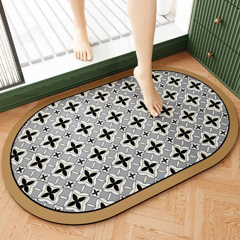 Elegant Floral Diatom Mud Bathroom Floor Mat - H - 1PC - 23" x 35" - image 9