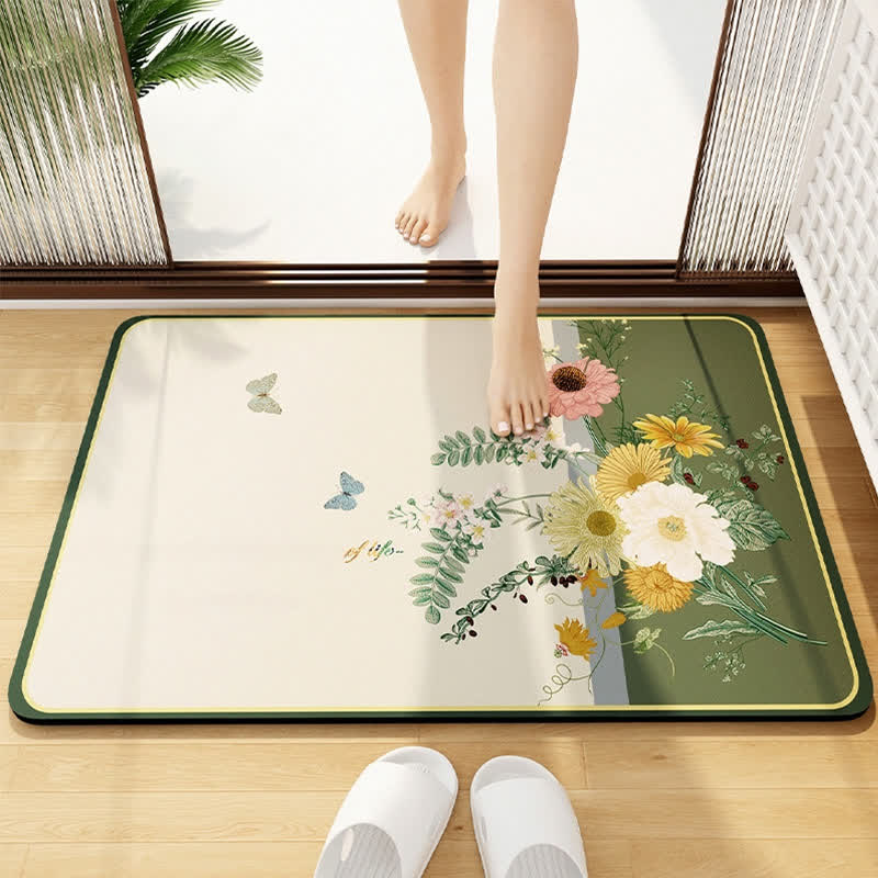 Elegant Floral Diatom Mud Bathroom Floor Mat - F - 1PC - 23" x 35" - image 7