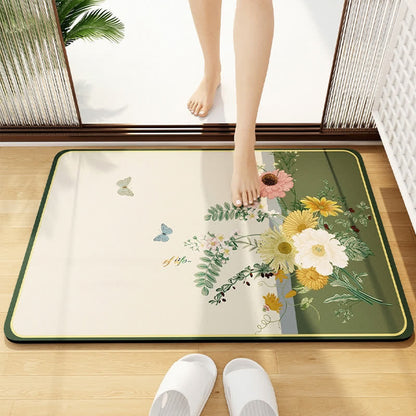 Elegant Floral Diatom Mud Bathroom Floor Mat - F - 1PC - 23" x 35" - image 7