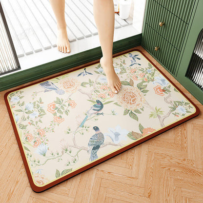 Elegant Floral Diatom Mud Bathroom Floor Mat - B - 1PC - 23" x 35" - image 3