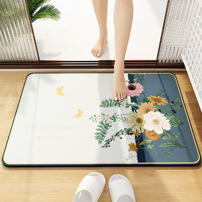 Elegant Floral Diatom Mud Bathroom Floor Mat - D - 1PC - 23" x 35" - image 5