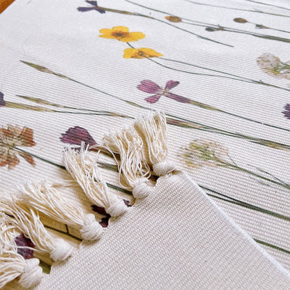Plant Branch Pattern Tassel Cotton Linen Floor Mat - image 4