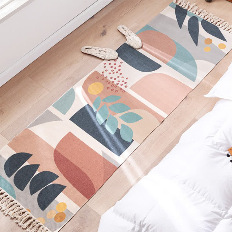 Plant Branch Pattern Tassel Cotton Linen Floor Mat - B - 1PC - 23" x 71" + 8" - image 6