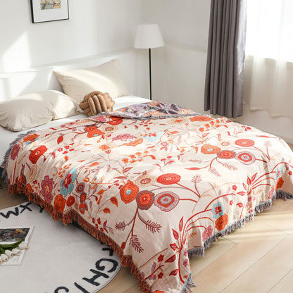 Vintage Floral Comfy Cotton Gauze Reversible Blanket - image 2