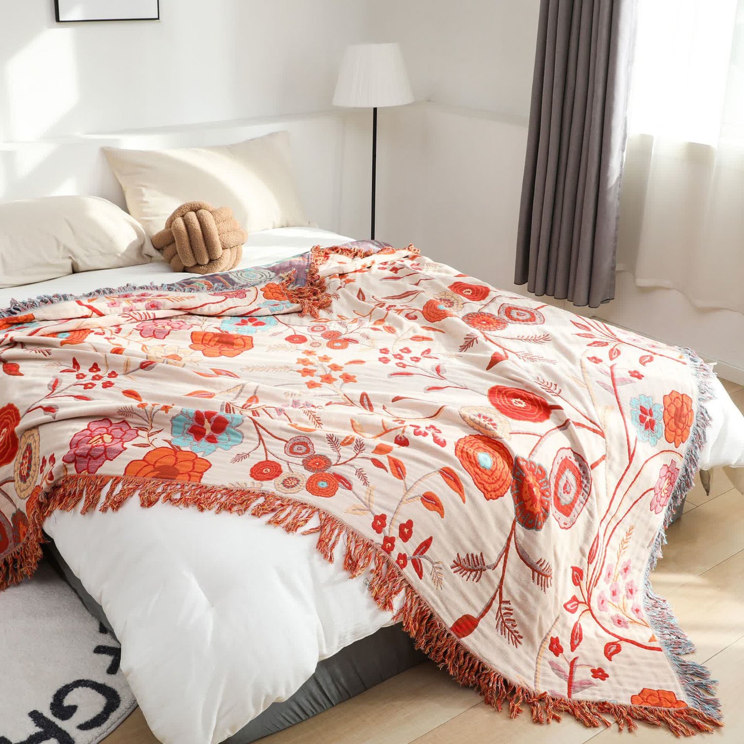Vintage Floral Comfy Cotton Gauze Reversible Blanket - image 4