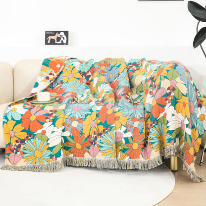 Bright Color Cotton Gauze Reversible Tassel Quilt - image 2