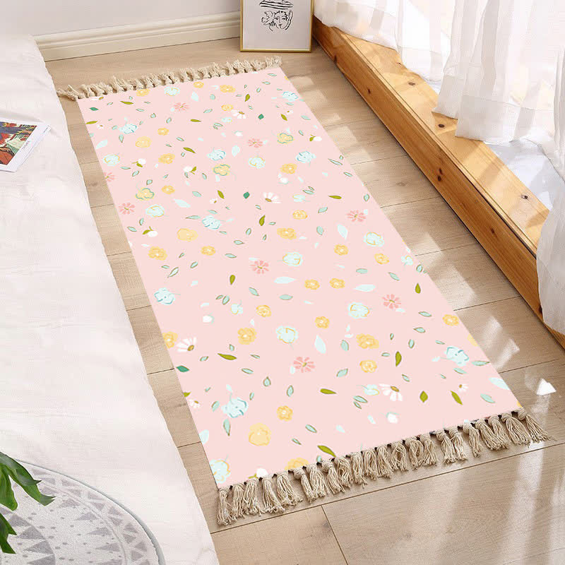 Fresh Pastoral Style Floral Tassel Floor Mat - A - 1PC - 31" x 47" - image 0