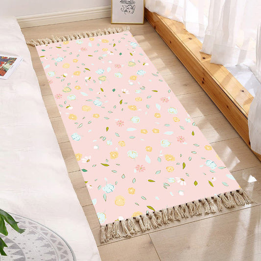 Fresh Pastoral Style Floral Tassel Floor Mat - A - 1PC - 31" x 47" - image 0