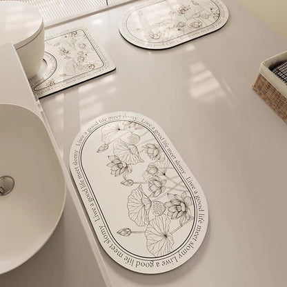 Elegant Floral Diatom Mud Absorbent Anti-slip Bath Mat - Set - B - 19" x 21"+19" x 31"+23" x 35"  - image 2