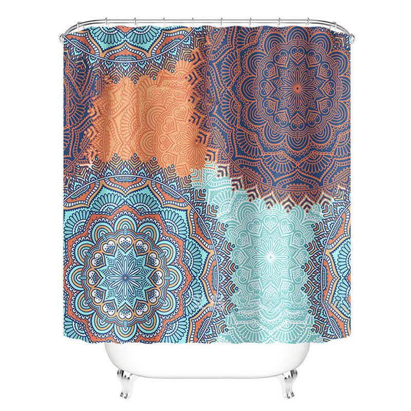 Bohemian Print Waterproof Shower Curtain Mat Set - image 2