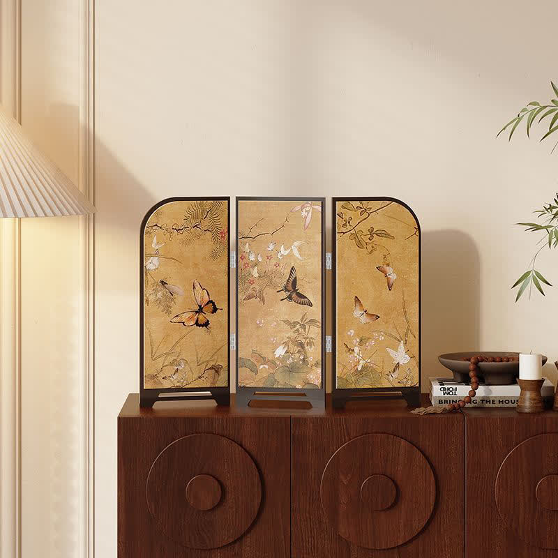 Vintage Foldable Screen Desktop Ornament - A - 2PCS - 16"W x 12"H - image 0