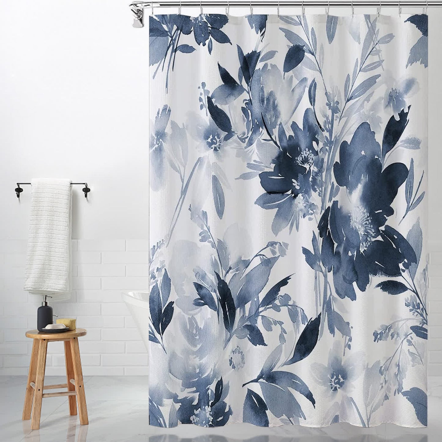 Elegant Floral Waterproof Decorative Shower Curtain - A - 71"W x 79"L - image 0