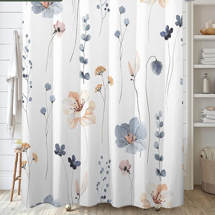 Elegant Floral Waterproof Decorative Shower Curtain - image 5