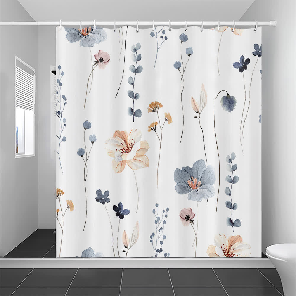 Elegant Floral Waterproof Decorative Shower Curtain - B - 71"W x 79"L - image 1