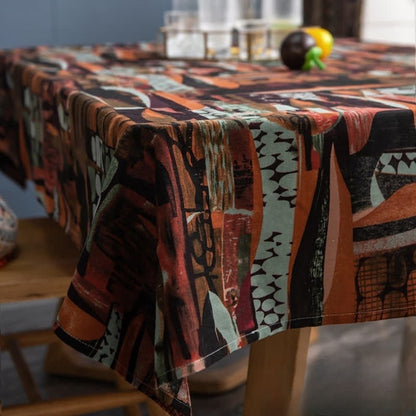 Retro Ethnic Abstract Art Tablecloth - E - Round - 58" - image 5