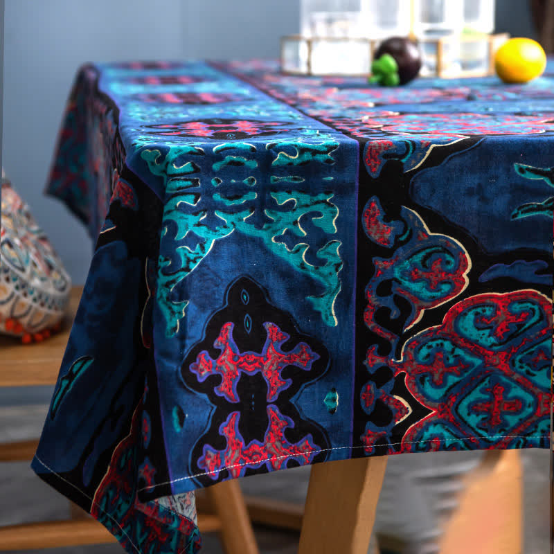 Retro Ethnic Abstract Art Tablecloth - F - Round - 58" - image 6