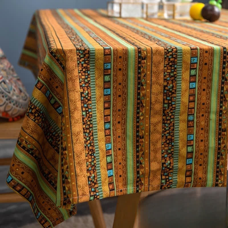 Retro Ethnic Abstract Art Tablecloth - I - Round - 58" - image 9