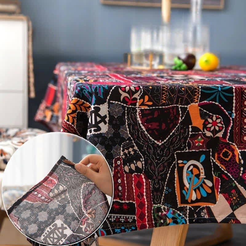 Retro Ethnic Abstract Art Tablecloth - image 1