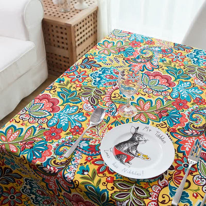 Boho Colorful Botanical Flower Tablecloth - image 5