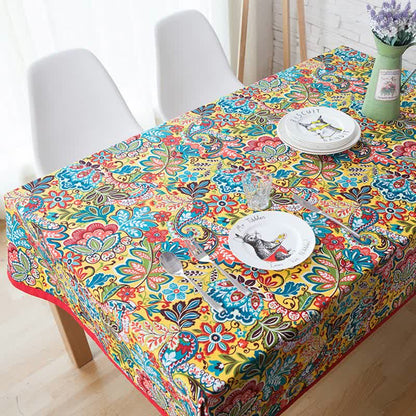 Boho Colorful Botanical Flower Tablecloth - image 4