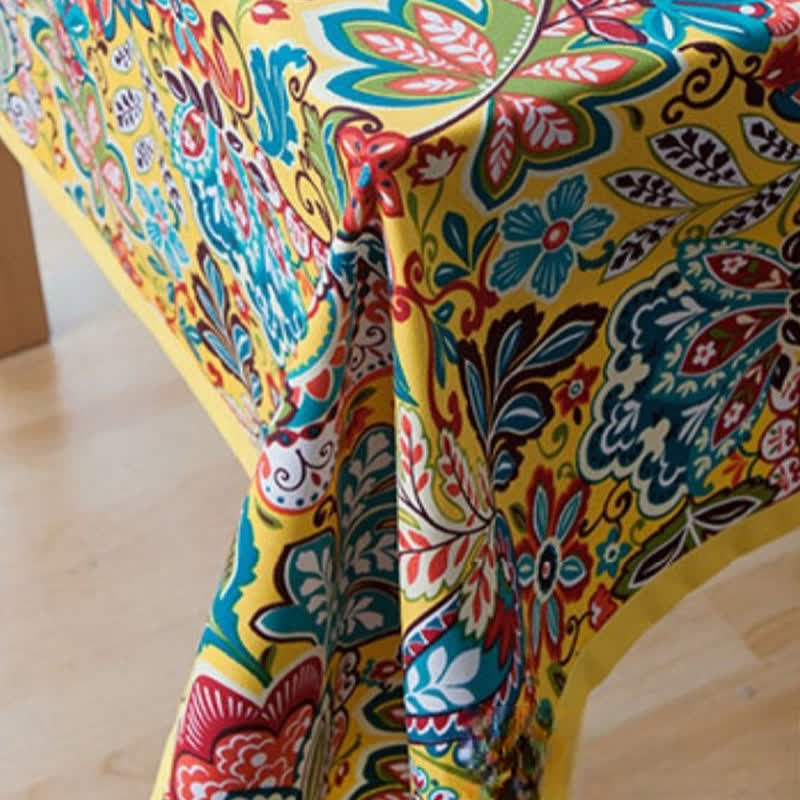 Boho Colorful Botanical Flower Tablecloth - image 2