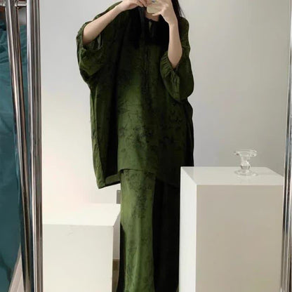 Retro Plus Size Soft Floral Nightwear Set - image 2