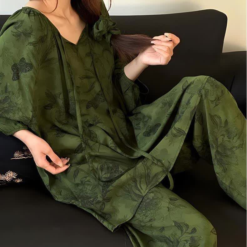 Retro Plus Size Soft Floral Nightwear Set - image 5