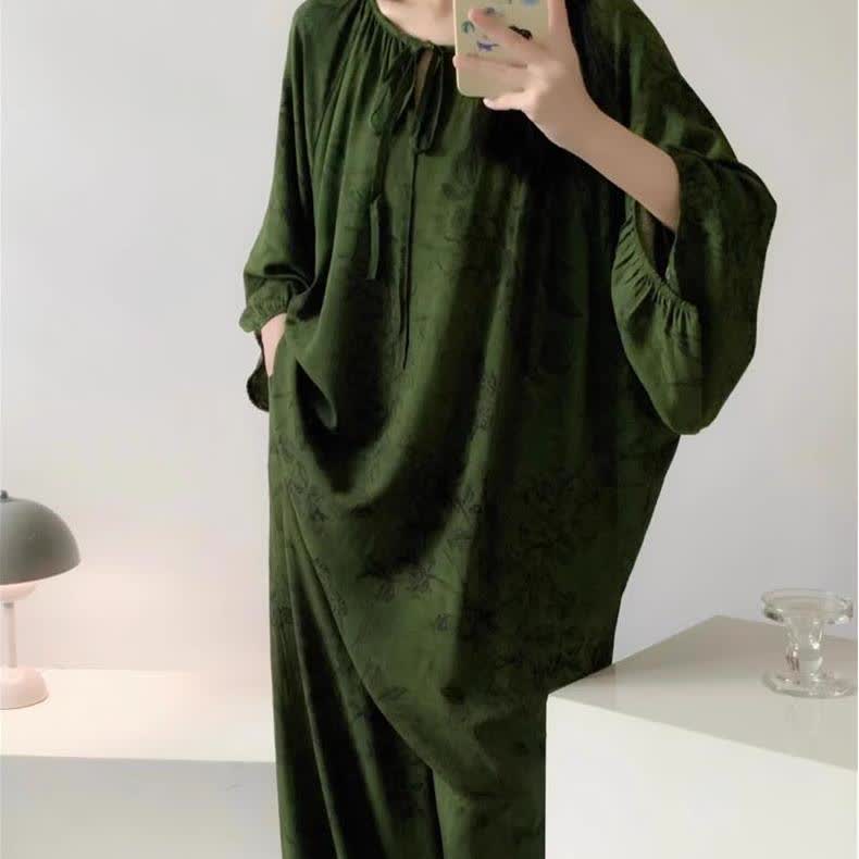 Retro Plus Size Soft Floral Nightwear Set - image 3