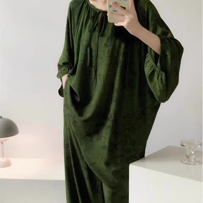 Retro Plus Size Soft Floral Nightwear Set - image 3