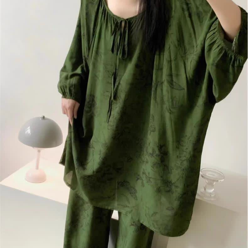 Retro Plus Size Soft Floral Nightwear Set - image 6