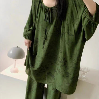 Retro Plus Size Soft Floral Nightwear Set - image 6