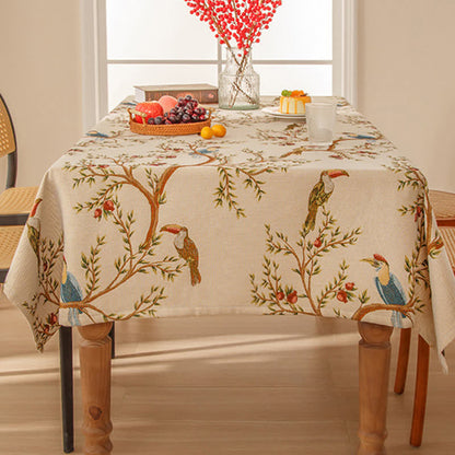 Elegant Yarn Dyed Flower Bird Tablecloth - image 7