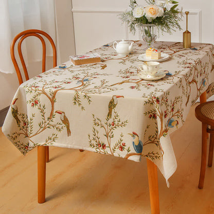 Elegant Yarn Dyed Flower Bird Tablecloth - B - Round - 52" - image 6
