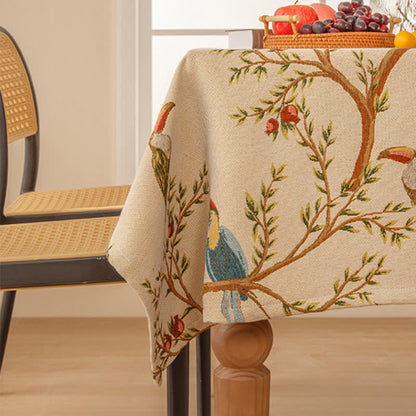 Elegant Yarn Dyed Flower Bird Tablecloth - image 8