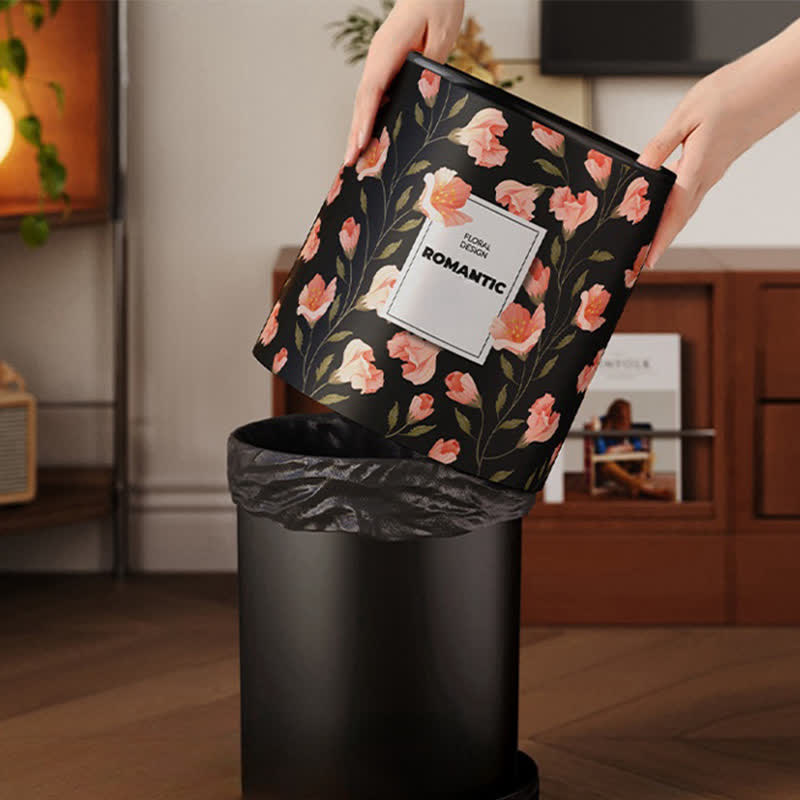 Durable Double Layer Vintage Floral Trash Can - image 4