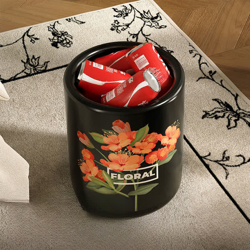 Durable Double Layer Vintage Floral Trash Can - image 6