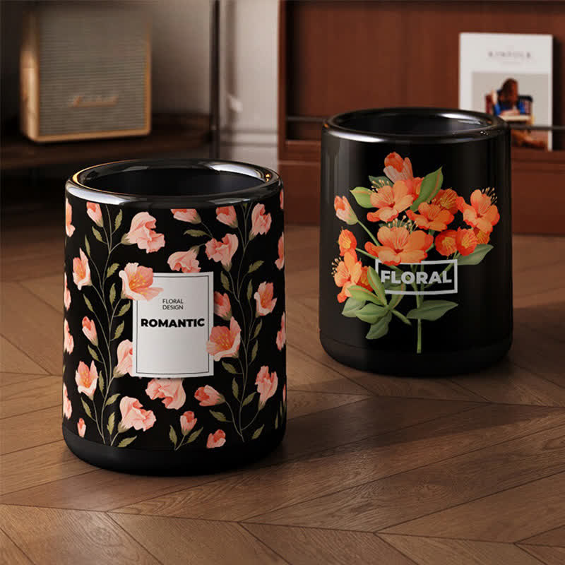 Durable Double Layer Vintage Floral Trash Can - image 0
