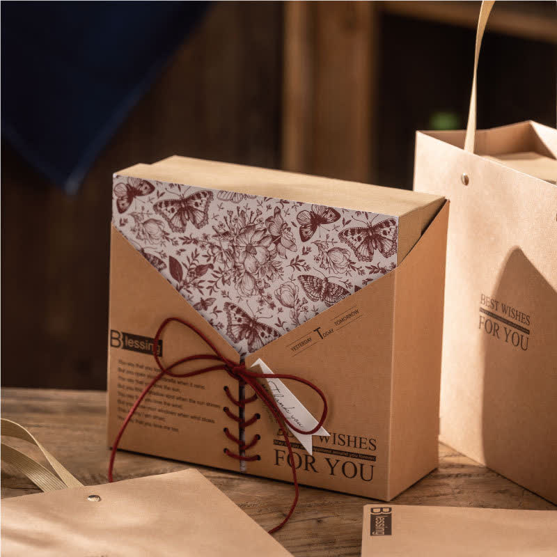 Retro Kraft Paper Gift Box Packaging Box - C - 1PC - 9.8" x 8.2" x4.3" - image 2