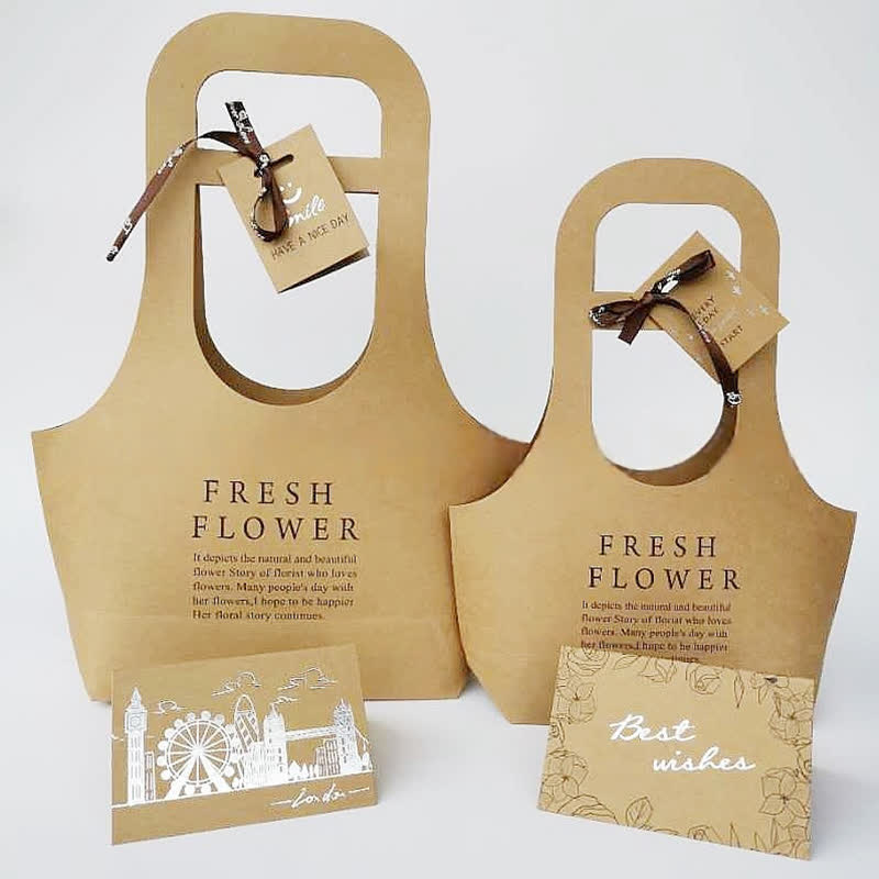 Kraft Paper Flower Gift Bags with Handle - A - 2PCS - 8.6" x 3.9" x 15.7" - image 2