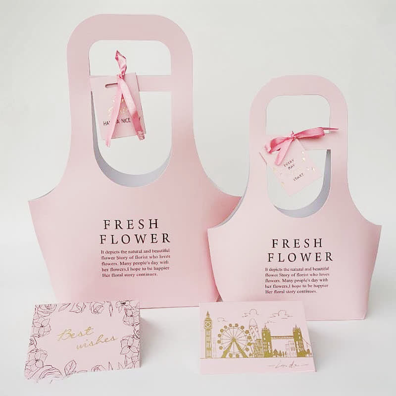 Kraft Paper Flower Gift Bags with Handle - B - 2PCS - 8.6" x 3.9" x 15.7" - image 5