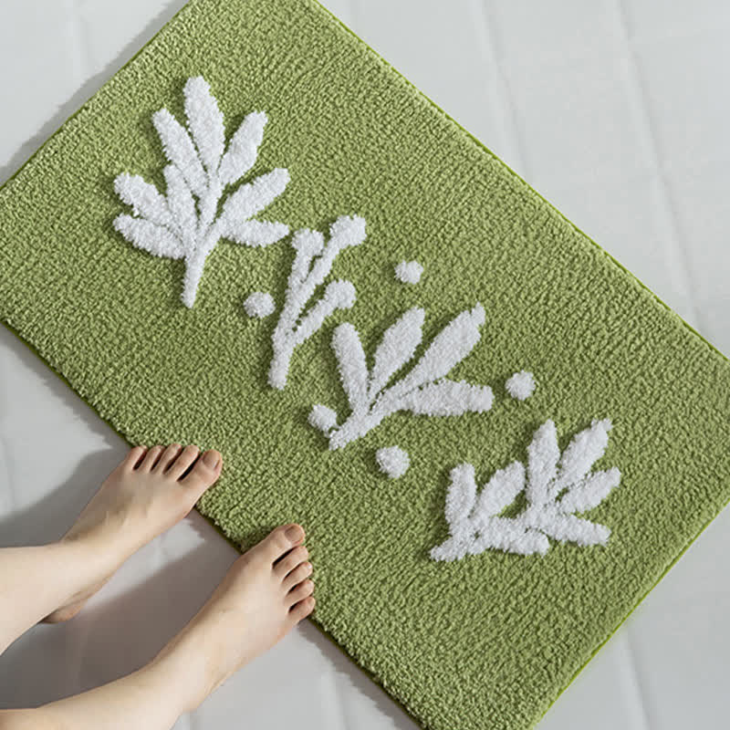 Branch Leaf Plant Bathroom Absorbent Floor Mat - image 1