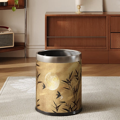 Vintage Bamboo Leather Durable Trash Can - image 6
