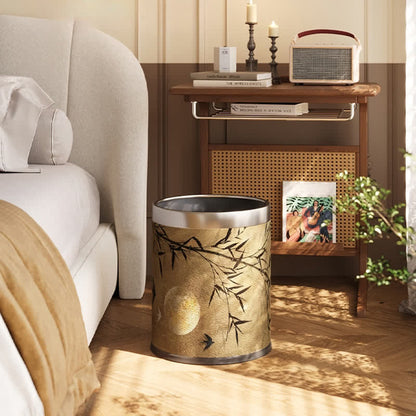 Vintage Bamboo Leather Durable Trash Can - image 0
