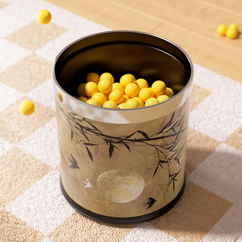 Vintage Bamboo Leather Durable Trash Can - image 2