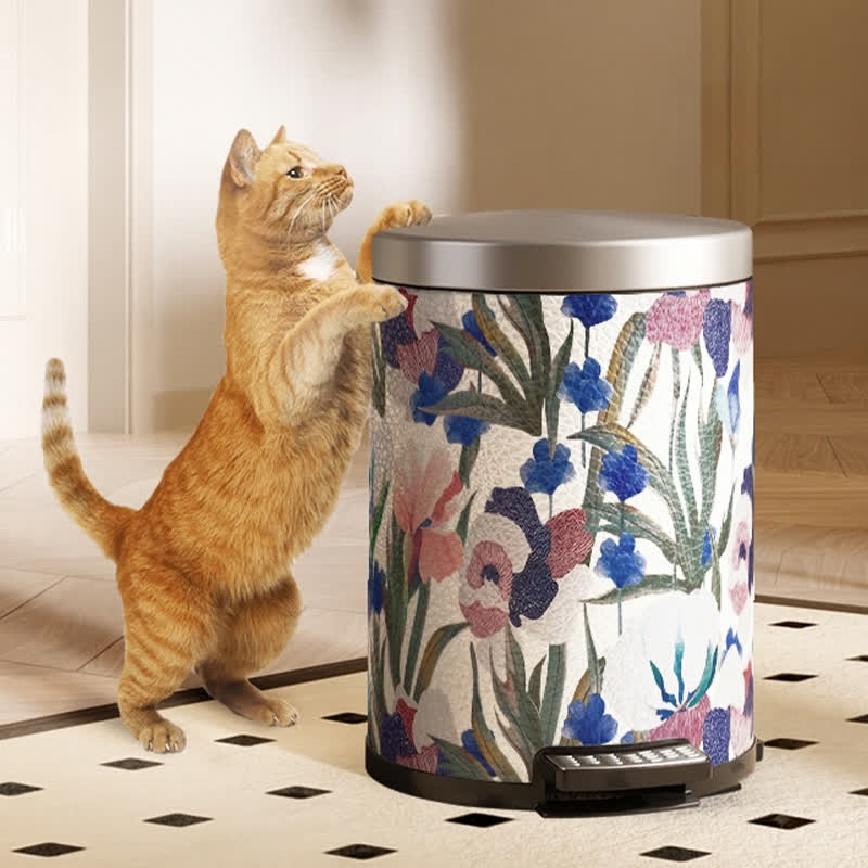 Vintage Pastoral Leather Large Capacity Trash Can - image 3