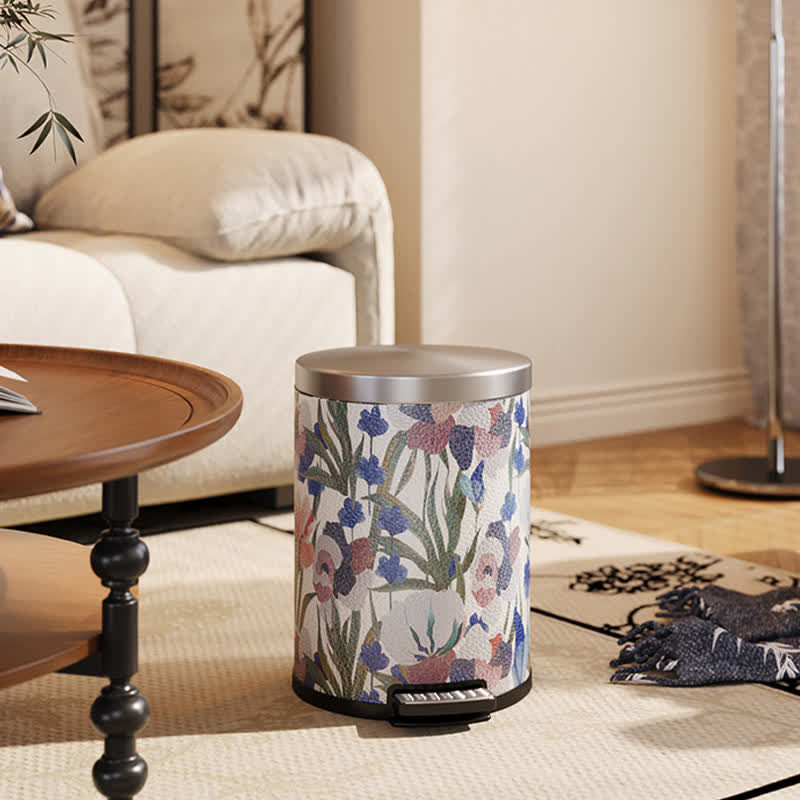 Vintage Pastoral Leather Large Capacity Trash Can - image 4