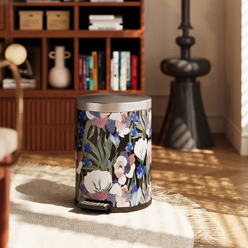 Vintage Pastoral Leather Large Capacity Trash Can - image 9