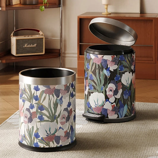 Vintage Pastoral Leather Large Capacity Trash Can - image 0