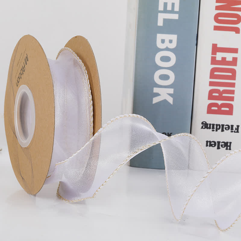 Mother's Day Bouquet Gift Box Packaging Ribbon - White - 2PCS - 1.6" x 360" - image 4